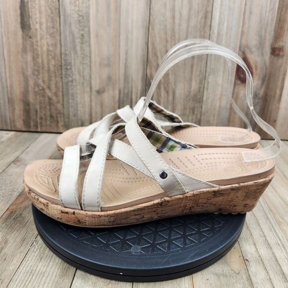 CROCS Shoes - Womens Crocs A-Leigh size 9 Faux Cork Wedge Sandals